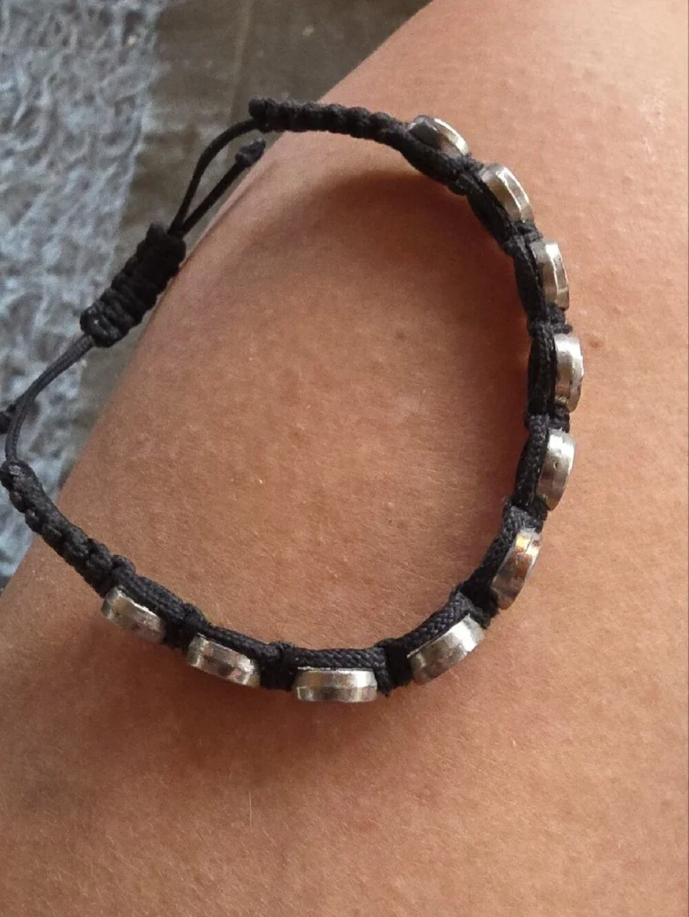 Unisex Black Cord Macrame Bracelet with Silver Saint Benedict Metals  Medallions